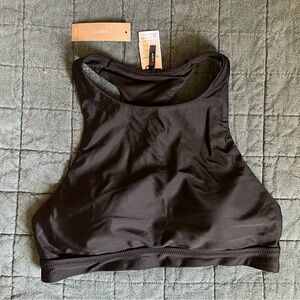J Crew hi neck swim crop. Black. M. NWT